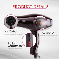 Sèche-cheveux professionnel MAC 2200W en céramique soyeuse, ionique, avec moteur AC, séchage rapide, anti-frisottis, pour salon et usage domestique