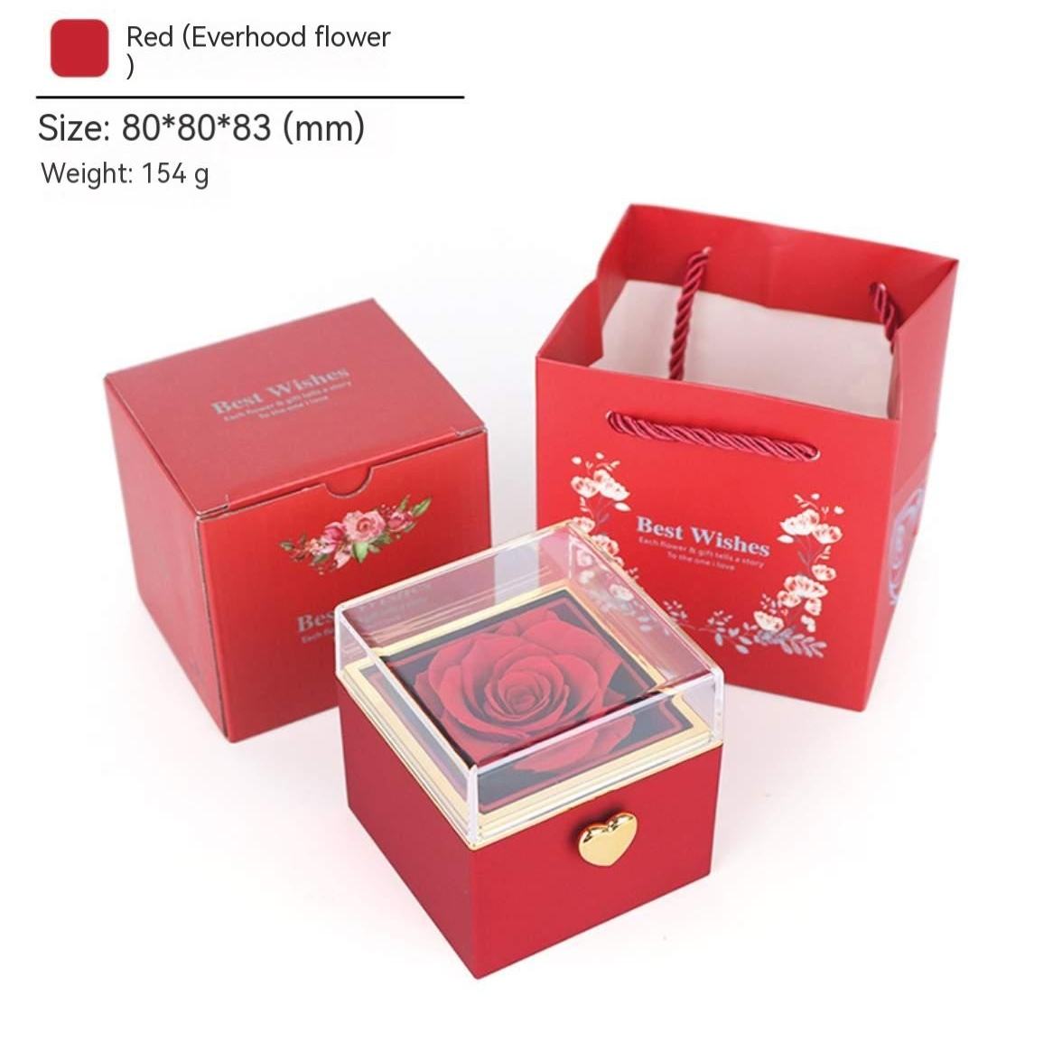 Boîte à fleurs conservée rouge (boîte + boîte de couleur + sac à main)