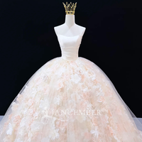 Robe de mariée Jancember JFH172, magnifique robe de mariée en tulle ivoire sans bretelles, fleurs 3D