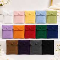 Pochette en microfibre velours bleu marine avec rabat, bouton-pression en tissu, logo personnalisé, impression à chaud, sérigraphie, OEM