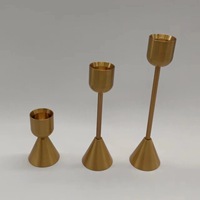 Ensemble de bougeoirs coniques en métal noir et or, design géométrique moderne, grands chandeliers pour la décoration de table de mariage et de la maison