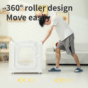 USMILEPET Personalizar HDPE + Paneles de Valla Transparente Acrílico Jaula <span class=keywords><strong>para</strong></span> Perros con <span class=keywords><strong>Ruedas</strong></span> Esgrima Puertas de Enrejado <span class=keywords><strong>para</strong></span> Casa Sala de Estar - Product Image 4