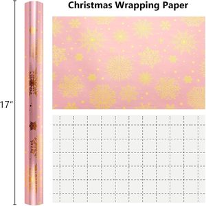 Pink Christmas <b>Wrapping</b> <b>Paper</b> Snowflake Design 17 In X 32.8 Ft Recyclable Single Side Coating Gift Craft - Product Image 4