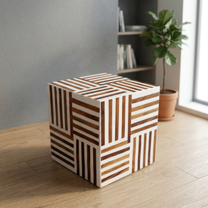 Cube décoratif en bois carré moderne, pièce d'appoint minimaliste pour la décoration intérieure du salon, table basse, décoration de la maison - Product Image 1