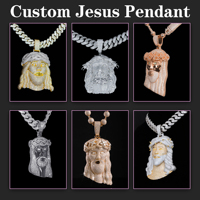 Pendentif Jésus Moissanite Hip Hop Bicolore Argent 925 Entièrement Givré Pendentif Moissanite 3D