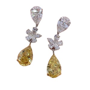 Eleganti Orecchini Pendenti Classici a Goccia in Ottone per Donne, con Pietra Gialla, per Uso Quotidiano e Feste, Vendita all'Ingrosso - Product Image 2
