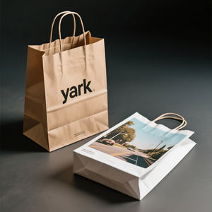 Sacs en papier kraft carrés personnalisés pour la livraison de nourriture rapide à emporter, en papier recyclé, avec votre propre logo - Product Image 3