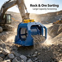 Séparateur de sol REBET pour récupération de terreau, attache pour pelle mécanique, godet de nivellement robuste pour excavatrices de 13 à 40 tonnes