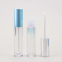 Tube de gloss à lèvres mat bleu dégradé CF pour usage cosmétique, 5 ml, rond, fin, vide, en ABS, avec bouchon à vis et applicateur à brosse