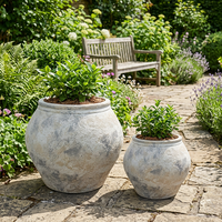 Jardinière en GRC légère, écologique, faite à la main, résistante aux intempéries, pour plantes et fleurs, intérieur/extérieur