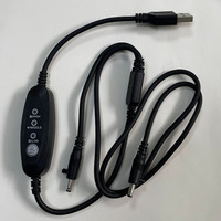 Kabel USB Satu Kabel Menghubungkan Dua Kipas 5V Kabel Saklar Tiga Tingkat Suhu Dapat Disesuaikan Kabel Kipas Pendingin