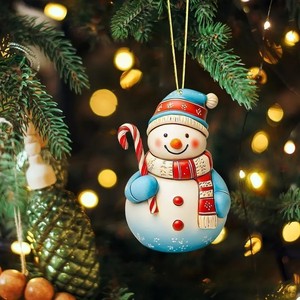 Nuevo Producto Navideño, Adorno para Árbol de Navidad, Colgante Acrílico Plano con Diseño de Muñeco de Nieve, Ambiente Festivo - Product Image 5