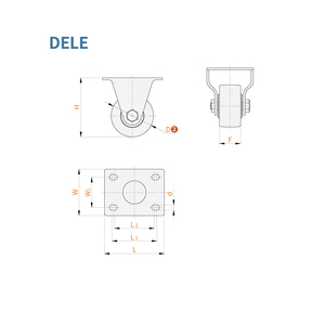 JLCMC Metall-Seitenbremse Mittellast-Flachplatten-Lenkrolle mit Gummi für Werkstattausrüstung - Product Image 3