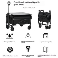 Chariot utilitaire pliable en métal, chariot de camping portable, chariot de pique-nique, chariot de courses extérieur avec poignée