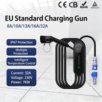 Cargador Portátil para Vehículos Eléctricos de 7KW Tipo 2 con Cable de 5m, IP67 Impermeable, Ideal para Viajes, Hogar y Uso en Exteriores, Certificado CE, ETL, UL, FCC