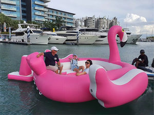 Meilleur prix pour l'île gonflable Flamingo, bateau flottant remorquable, location d'île, Flamingo gonflable, installations de divertissement - Product Image 5