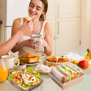 Hộp giấy bánh có nắp đậy rõ ràng và hộp bánh giấy dùng một lần vuông để đựng thức ăn cho món tráng miệng, bánh quy - Product Image 4