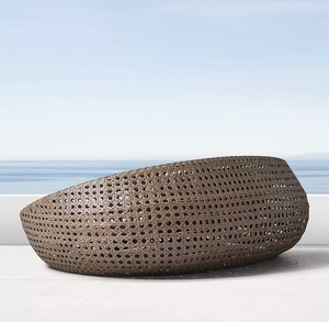 Cama de día redonda para exteriores, <span class=keywords><strong>tumbona</strong></span> de mimbre marrón elegante y cómoda con Base de <span class=keywords><strong>aluminio</strong></span> para Patio y jardín - Product Image 2
