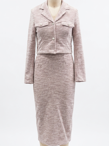 Conjunto de Dos Piezas <span class=keywords><strong>para</strong></span> <span class=keywords><strong>Mujer</strong></span>, Chaqueta Corta de Tweed y Vestido Midi sin Mangas, <span class=keywords><strong>para</strong></span> <span class=keywords><strong>Oficina</strong></span> o Ropa Formal Elegante, Fabricante OEM - Product Image 4