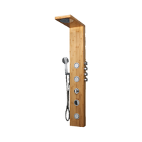 Salle de bain contemporaine Sanitaire Mur Cascade Robinet Thermostatique Bambou Colonne de Douche Ensemble Doux Pluie Massage Spray