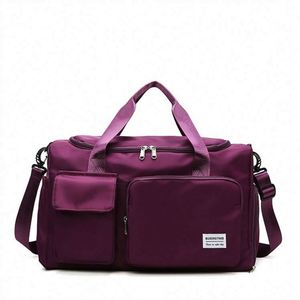 Muestra gratuita de bolsa de viaje mini de nylon de 14 pulgadas con cremallera roja, blanca y azul, con compartimentos. - Product Image 5