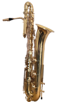 Eastern Music Professional Bb Bass Saxophone Gold Lacquer Full Ribbed Construction Woodwind Instrument