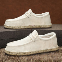 Chaussures de pêcheur pour hommes, respirantes, à enfiler, décontractées, couleur unie, polyvalentes, en tissu, semelle extérieure en PU