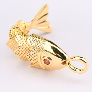 Pendentifs personnalisables en forme de carpe, pendentifs en forme de koï, en laiton plaqué or, pour la fabrication de bijoux et d'ornements - Product Image 3