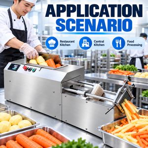 Machine à découper automatique en acier inoxydable pour la découpe de pommes de terre, de carottes et de légumes, pour usage en cantine et en cuisine - Product Image 6