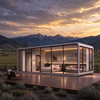 Maison Capsule de Luxe, Cabane Préfabriquée, Maison Modulaire, Mur Rideau en Verre Panoramique, Suite Meublée, Hôtel, Complexe Hôtelier, Supermarché, Appartement