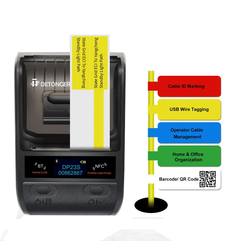 Imprimante électrique pour reçus de code qr, appareil d'impression, dépoussietag, pour reçus et codes à barres, 20-50mm