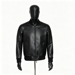 Fabricant de Vêtements en Gros OEM ODM Personnalisés : Blouson Bomber en Cuir pour <span class=keywords><strong>Homme</strong></span>, Col Montant, Poignets Côtelés, Marque Privée, Vêtements en Vrac - Product Image 6