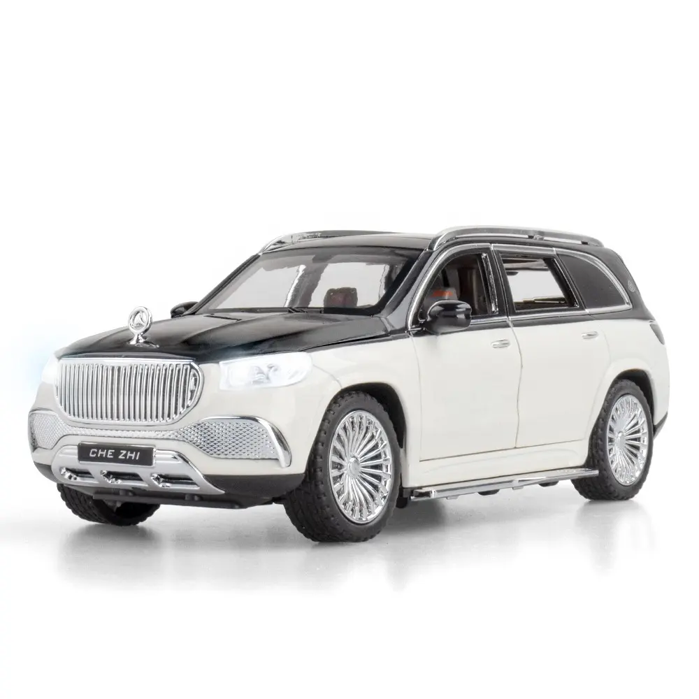 1/24 GLS600 SUV modello di auto in lega giocattolo pressofuso modello stella tetto con suono e luce Pullback auto giocattolo
