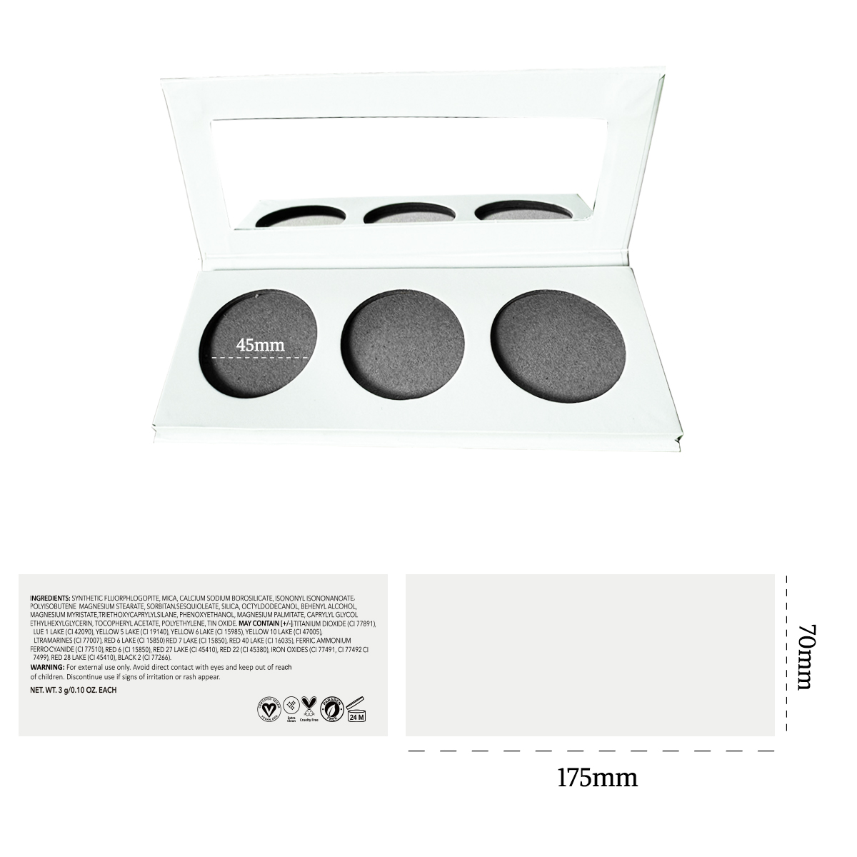 3 palette de blush ronde blanche