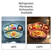 Nouvelle assiette pour bébé en silicone incassable, sans BPA, 100% silicone de qualité alimentaire, avec design floral, assiette à ventouse divisée pour bébés