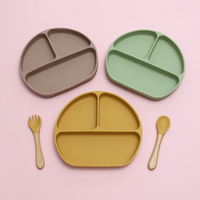 Ensemble de vaisselle incassable en Silicone pour enfant en bas âge, bol à succion indépendant, sans BPA, assiette pour bébé, 2023