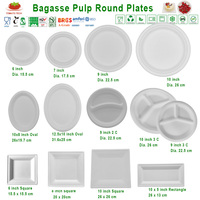 Assiette carrée blanche en bagasse 8x8 (20 cm) sans PFAS, compostable, écologique, jetable, micro-ondable, robuste, pour mariage