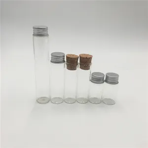 Laboratorio médico de fondo plano o redondo, tubo de prueba de vidrio con corcho para embalaje