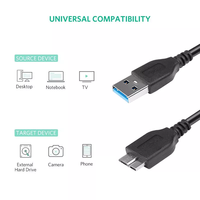 Cable de Carga y Sincronización de Datos USB 3.0 Tipo Micro B Macho para Disco Duro, Escáner, Computadora