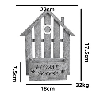 Mangeoire à oiseaux en bois de style ferme pour jardin extérieur, mangeoire à oiseaux en forme de 8 et nichoir, artisanat en bois, boîtes en bois et décorations murales - Product Image 6