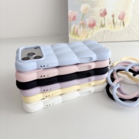 Coque de téléphone en silicone 3D effet nuage pour iPhone 13 15 16 17 18 Pro Max, accessoires de téléphone, coque souple antichoc avec cordon