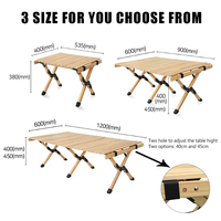 Nouveau petit rouleau d'oeufs de barbecue de jardin bas Table de pique-nique extérieure pliante en bois pliable Portable