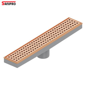 SANIPRO OEM ODM Bronze Or Rose Long Égouttoir De <span class=keywords><strong>Douche</strong></span> Linéaire En Acier Inoxydable Salle De Bains Drain De Sol avec Grille À Motif Amovible - Product Image 1
