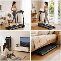 Cinta de correr plegable 2 en 1 lista para enviar, bajo MOQ, en stock, máquina compacta para caminar y correr para gimnasio en casa, OEM, marca privada