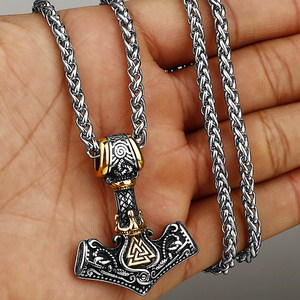 Collier Punk en acier inoxydable Viking Rune, plusieurs Styles, pendentif marteau <span class=keywords><strong>Thor</strong></span>, accessoires de bijoux pour hommes - Product Image 3