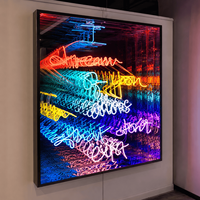 Enseigne néon miroir infini intérieur/extérieur, boîte lumineuse personnalisée en aluminium avec bande LED pour la décoration de maison, voiture, bar, hôtel, vitrine
