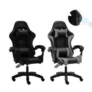 畅销人体工程学舒适双高背游戏椅，带脚凳和按摩扬声器