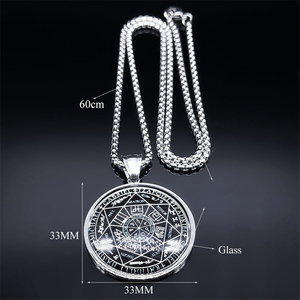 Collar con Medalla de los Siete Arcángeles, Acero Inoxidable, Cristal, Delicado Talismán de Salomón para <span class=keywords><strong>Hombre</strong></span> - Product Image 4