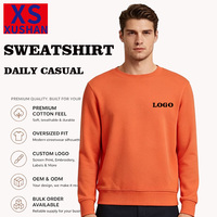 Sweat-shirt en coton de haute qualité avec logo personnalisé, broderie 3D, couleur unie gris-rouge, revers et ourlet côtelés, hiver