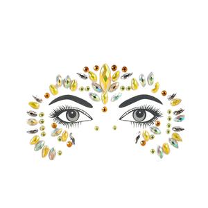 Autocollants de tatouage en strass, 6 pièces/ensemble, auto-adhésifs, à paillettes, pour décoration du visage et du corps, pour fête, festival, noël, mariage, bijoux pour le visage - Product Image 3